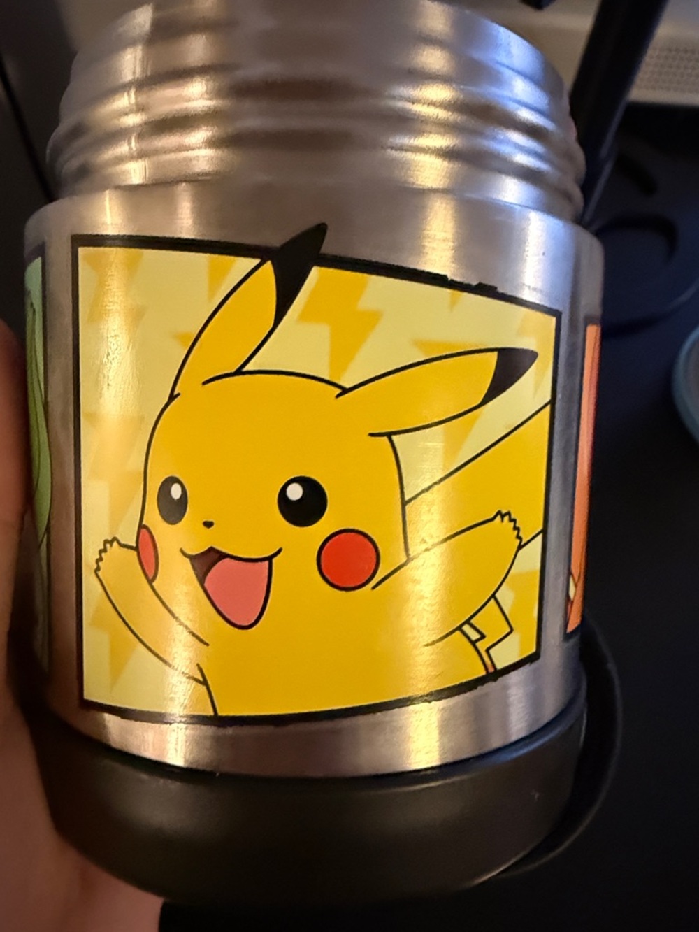 Minecraft & Pokémon Insulated Food Jars - Black with Green and Orange Panels - Picture 5 of 10